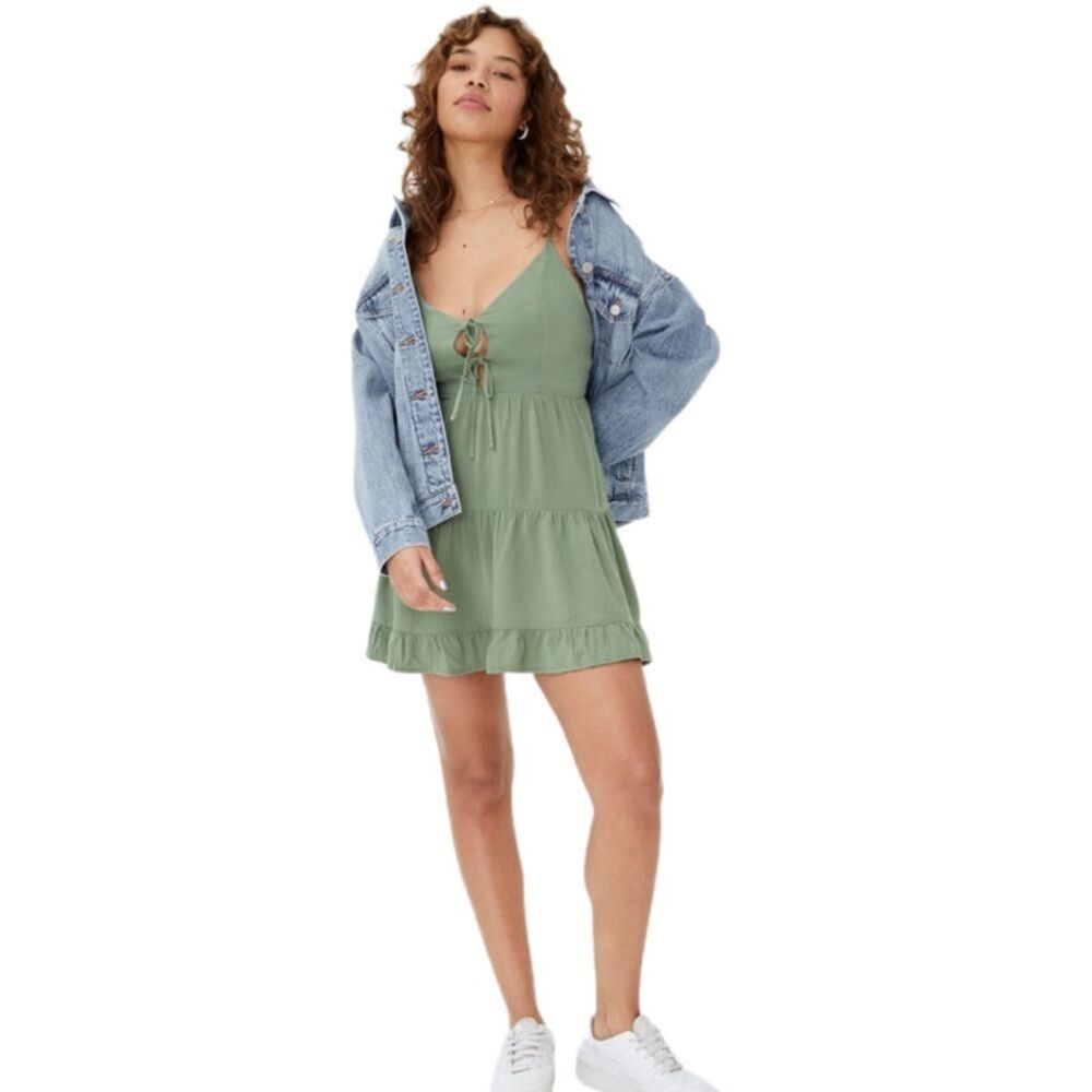 Aeropostale v-neck A-line dress olive green size xl BEACH COASTAL COQUETTE